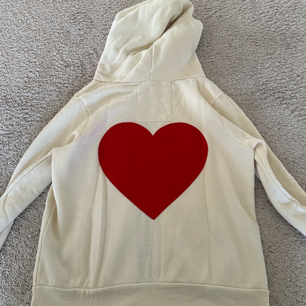 Aviator Nation vintage white Hoodie with ❤️ red heart, rare! Size small NWT